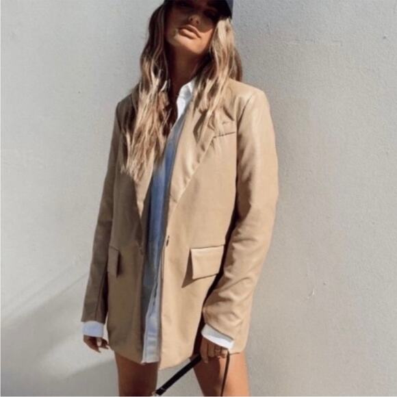 Joie Faux Leather Blazer - Picture 2 of 5